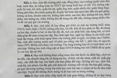 NÔI QUY HỌC SINH